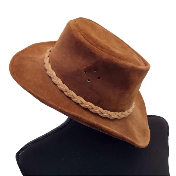 WALK ABOUT Leather Unisex Brown Made in Australia Hat Sz Small Safari Bush Hat - Picture 13 of 16